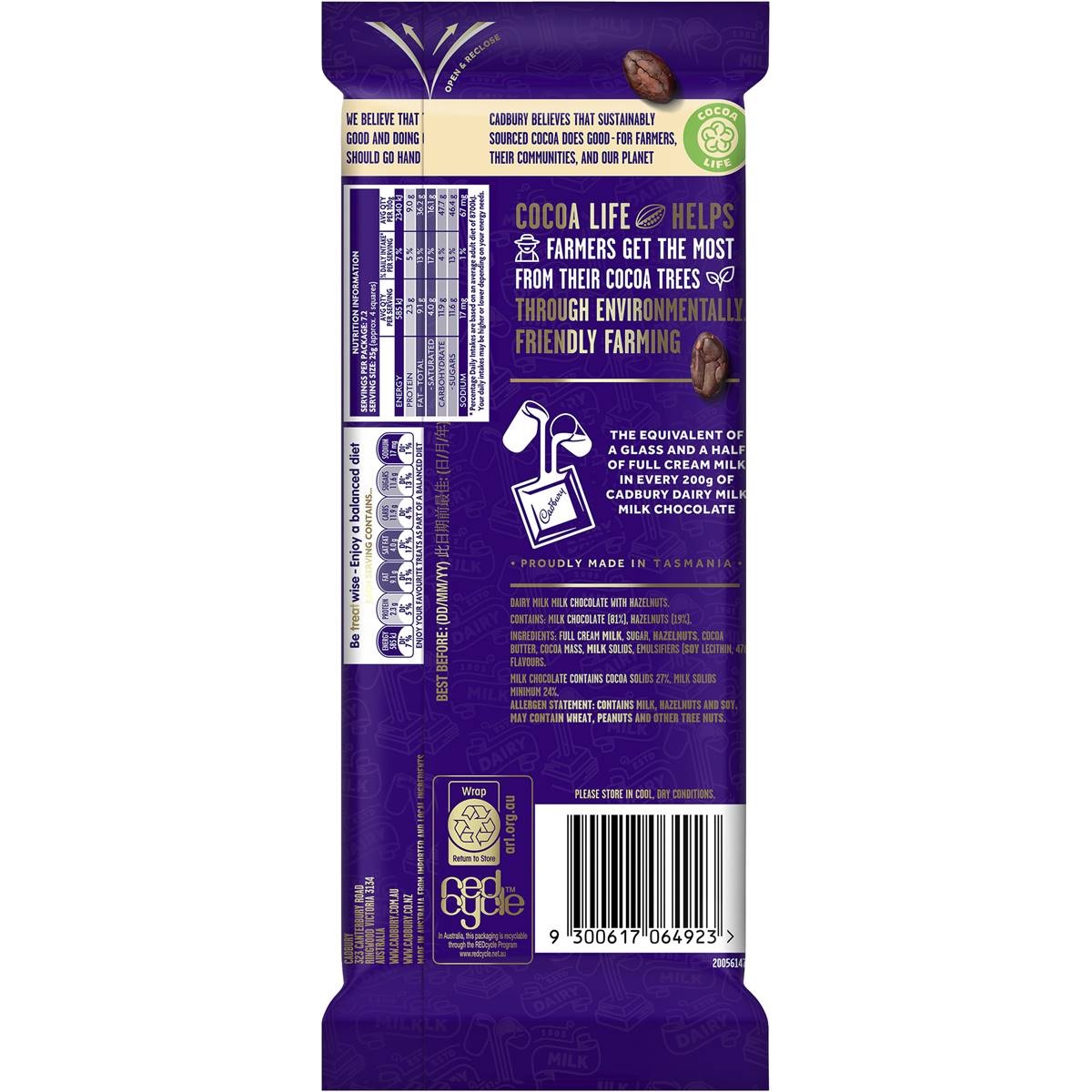 Cadbury Chocolate - Cadbury Dairy Milk Hazel Nut Chocolate- OzBuy